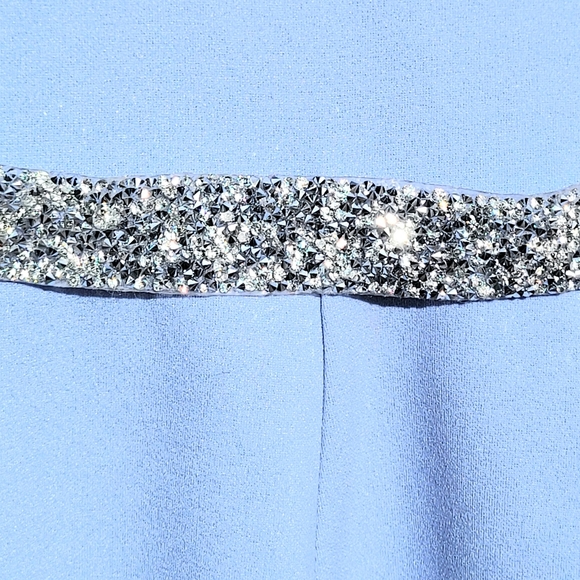 Zoe Ltd Kid's Sky Blue Dress with Glittering Silver Belt - Size 10 - Picture 6 of 6